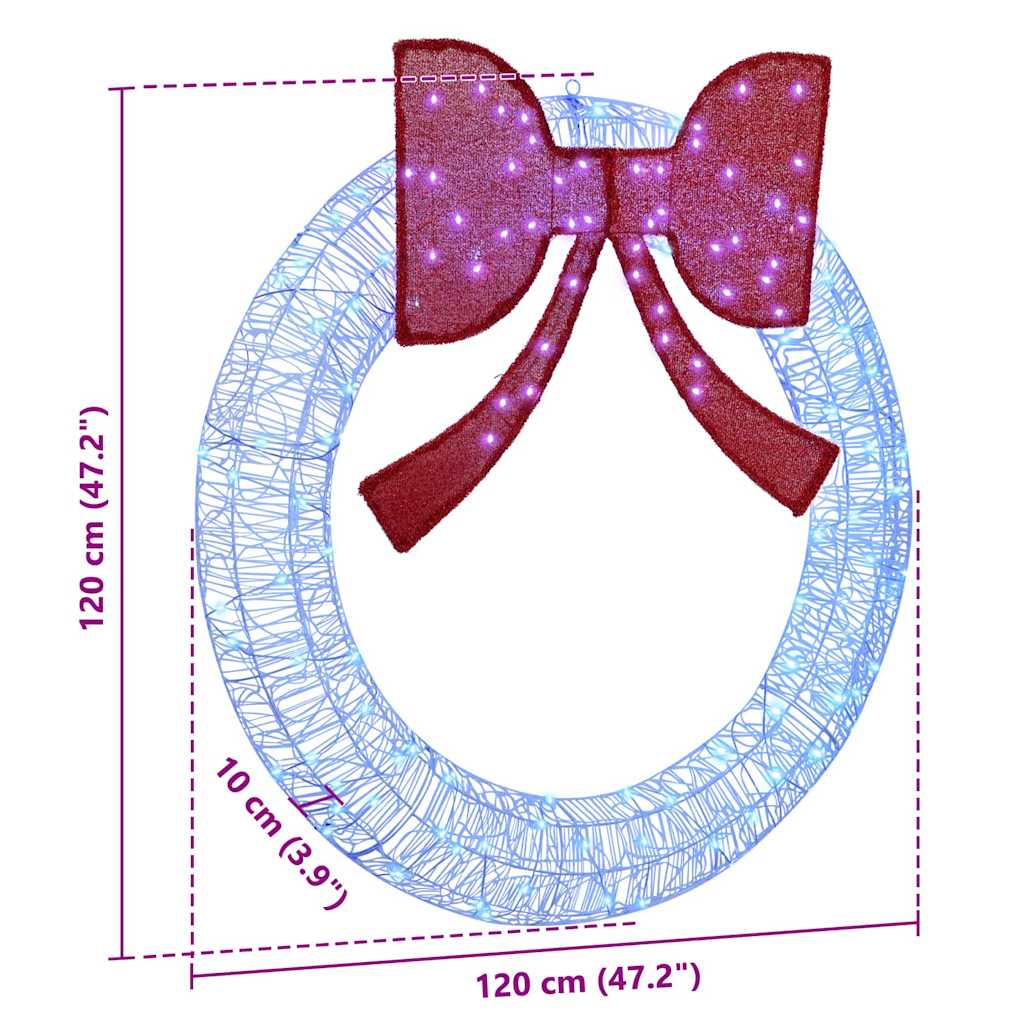 vidaXL Στεφάνι με φώτα λωρίδας LED Μπλε 120 cm Ακρυλικό
