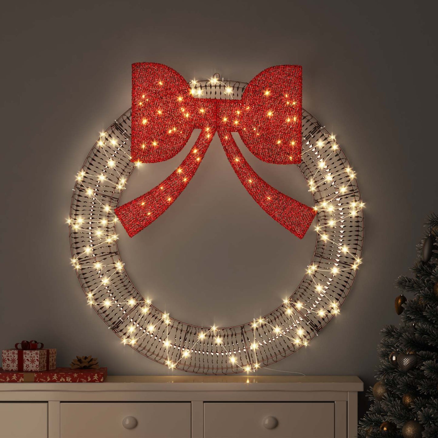 vidaXL Στεφάνι με 150 LED Θερμό λευκό 120 cm PET