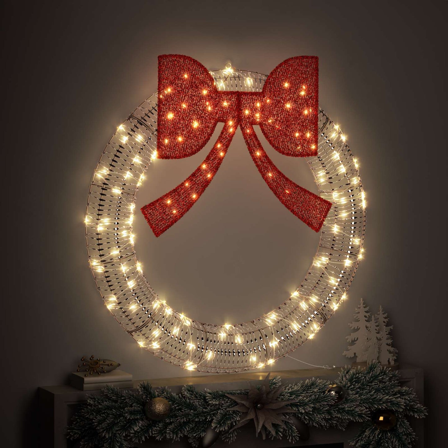 vidaXL Στεφάνι με 150 LED Θερμό λευκό 120 cm PET