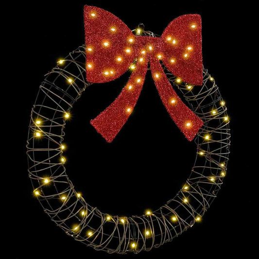 vidaXL Στεφάνι με 60 LED Θερμό λευκό 75 cm Ρατάν