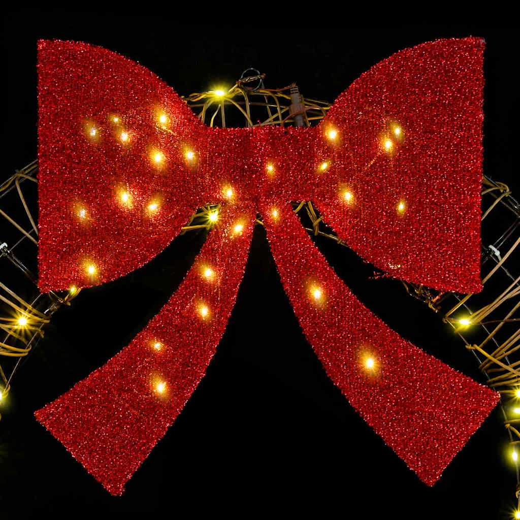 vidaXL Στεφάνι με 80 LED Θερμό λευκό 90 cm Ρατάν