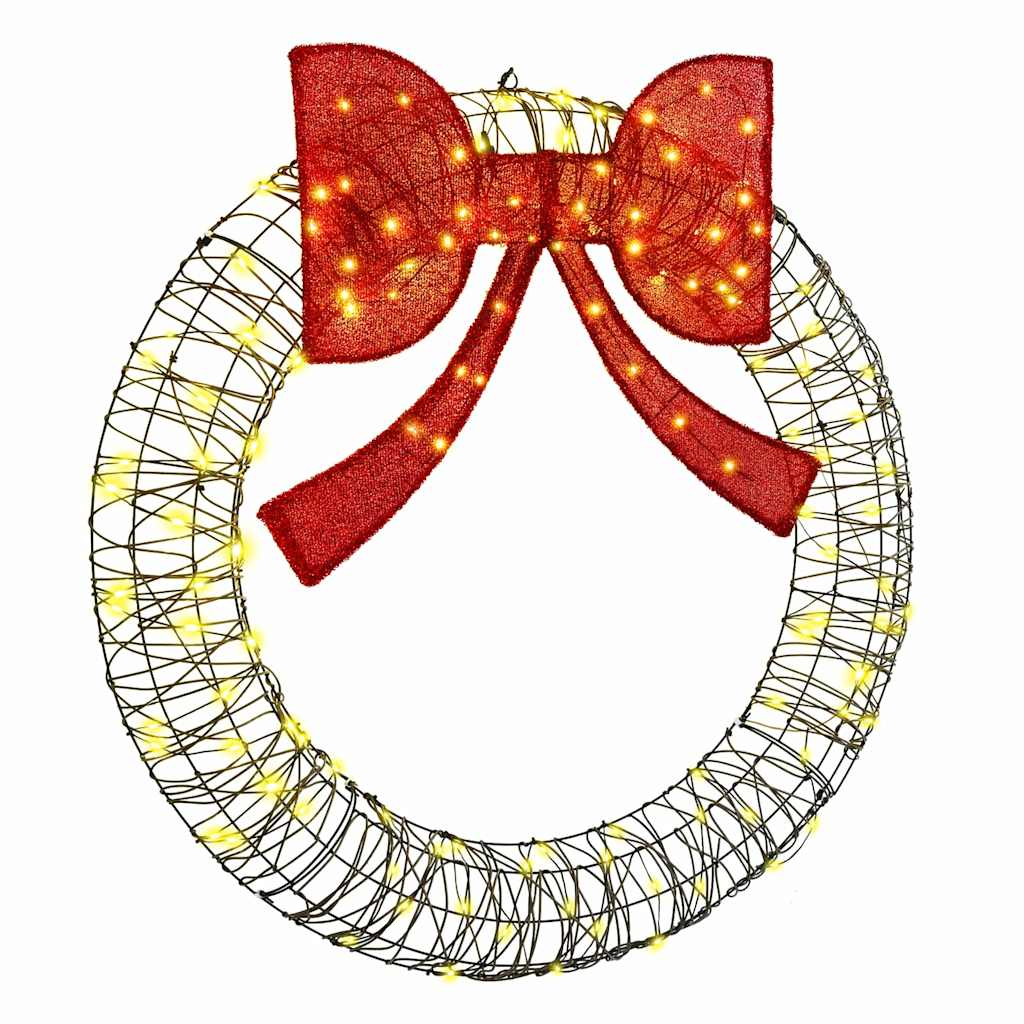 vidaXL Στεφάνι με 150 LED Θερμό λευκό 120 cm Ρατάν