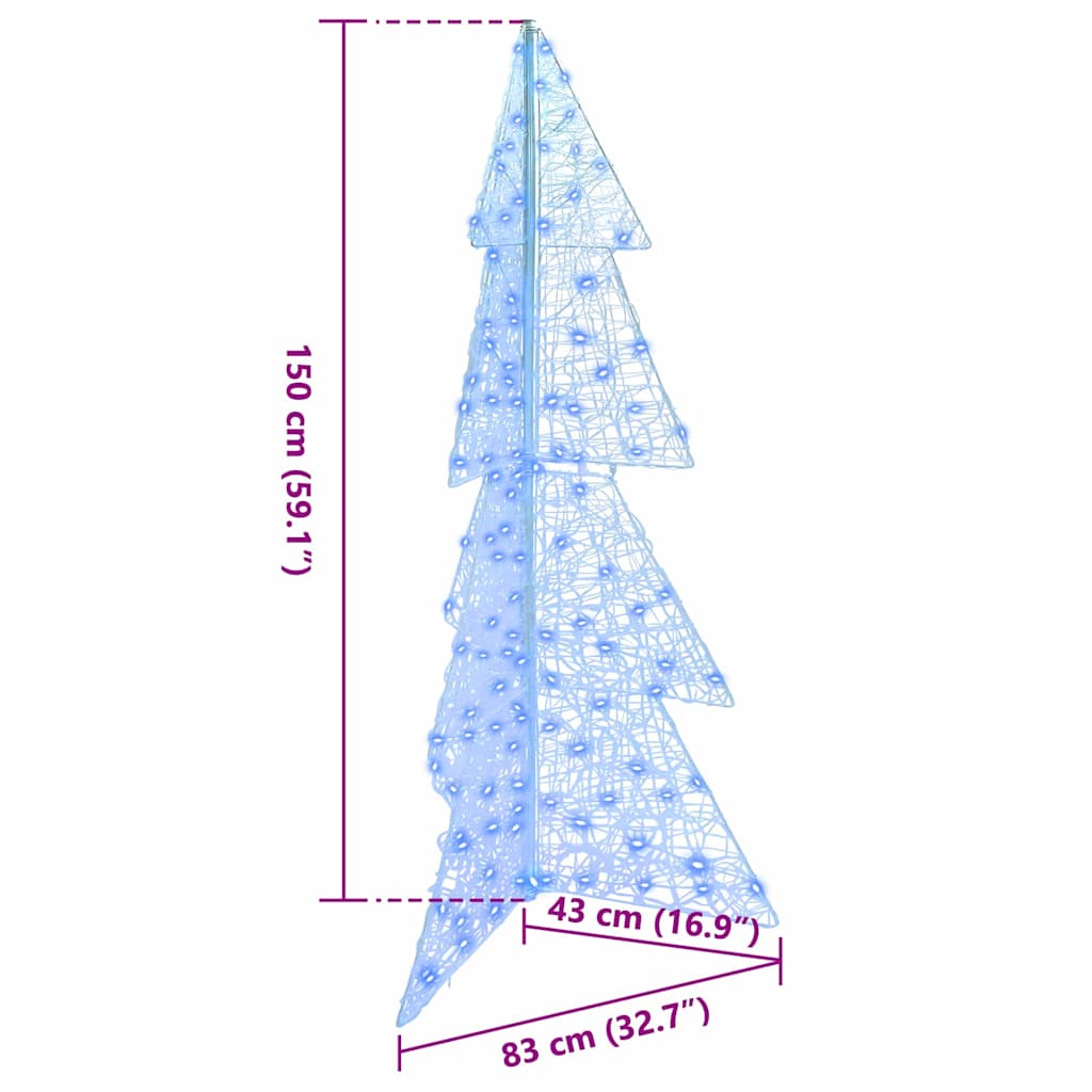 vidaXL Χριστουγεννιάτικο Δέντρο με 160 LED Μπλε 150 cm Ακρυλικό