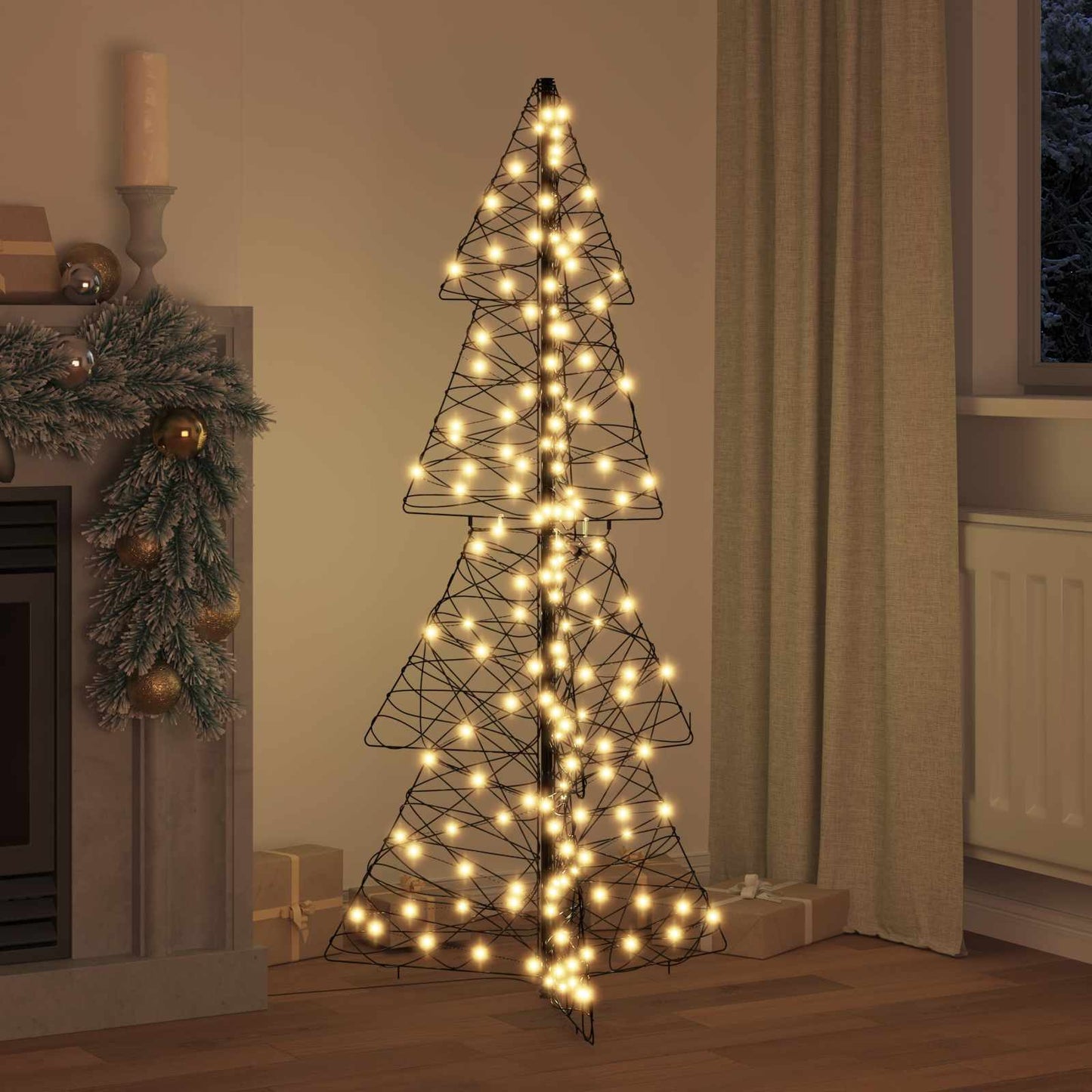 vidaXL Χριστουγεννιάτικο Δέντρο με 160 LED Θερμό λευκό 150 cm Ρατάν