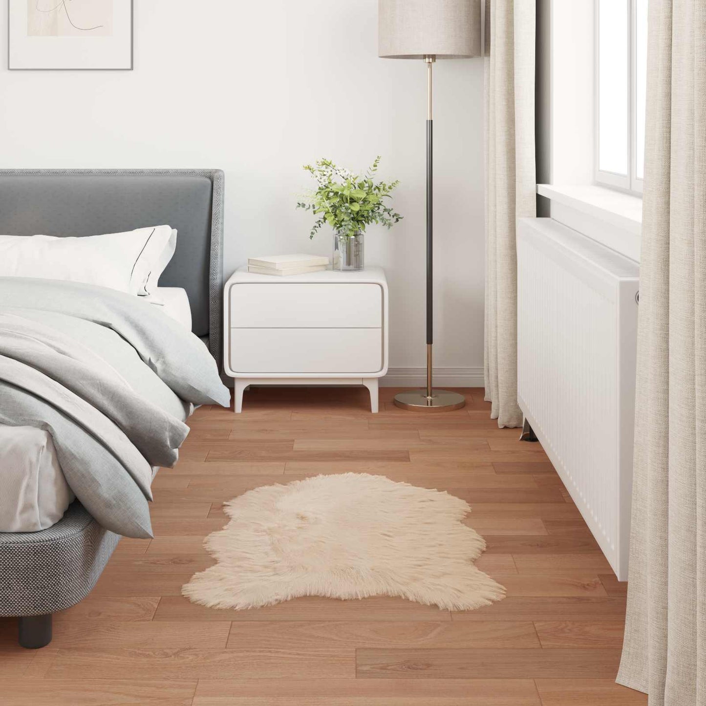 vidaXL Ψεύτικο Δέρμα Προβάτου Χαλί Tafalla Μπεζ 60 x 90 cm Πολυεστέρας