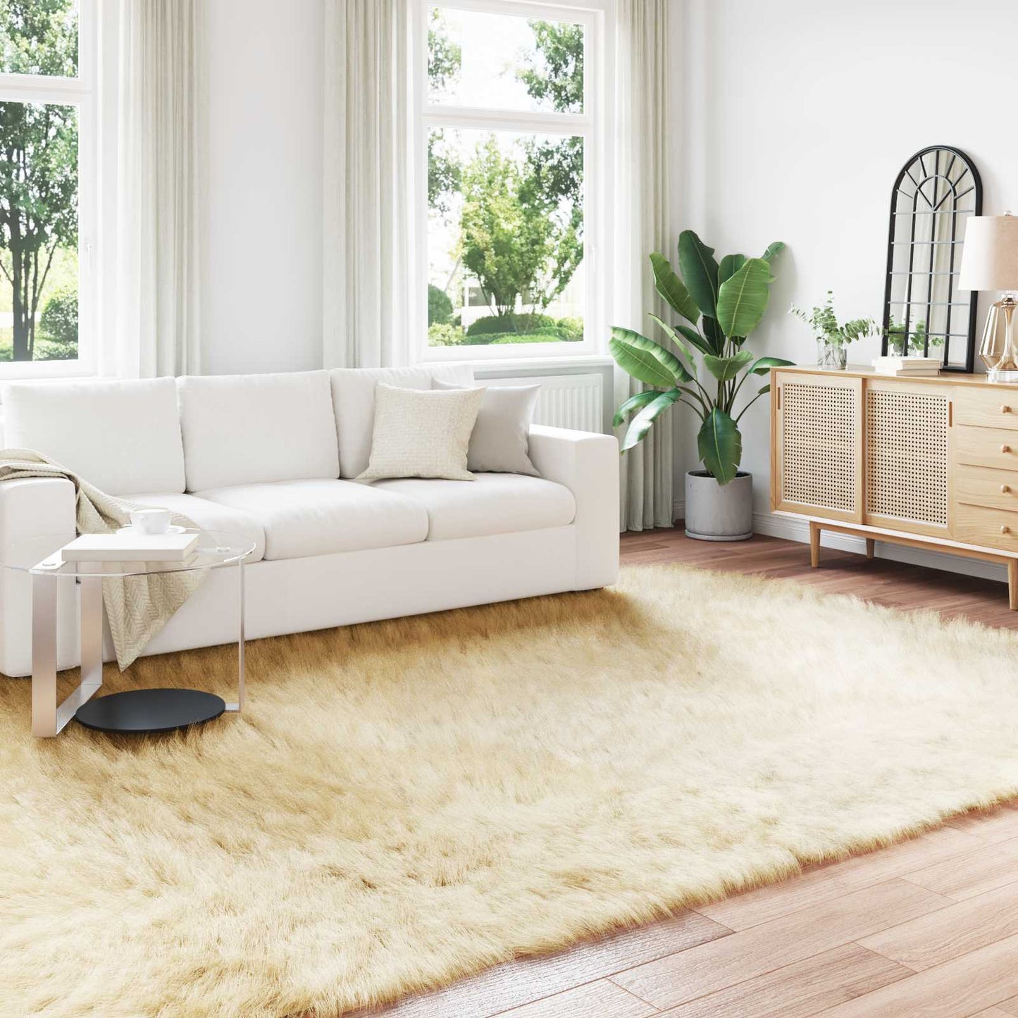 vidaXL Ψεύτικο Δέρμα Προβάτου Χαλί Tafalla Κρεμ 200 x 280 εκ.