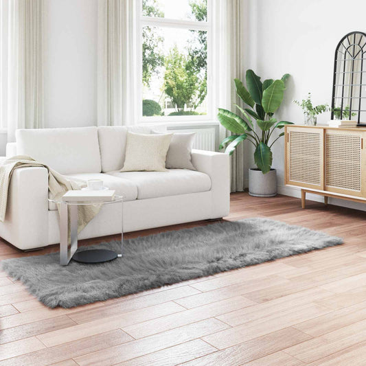 vidaXL Ψεύτικο Δέρμα Προβάτου Χαλί Tafalla Γκρι 80 x 250 cm