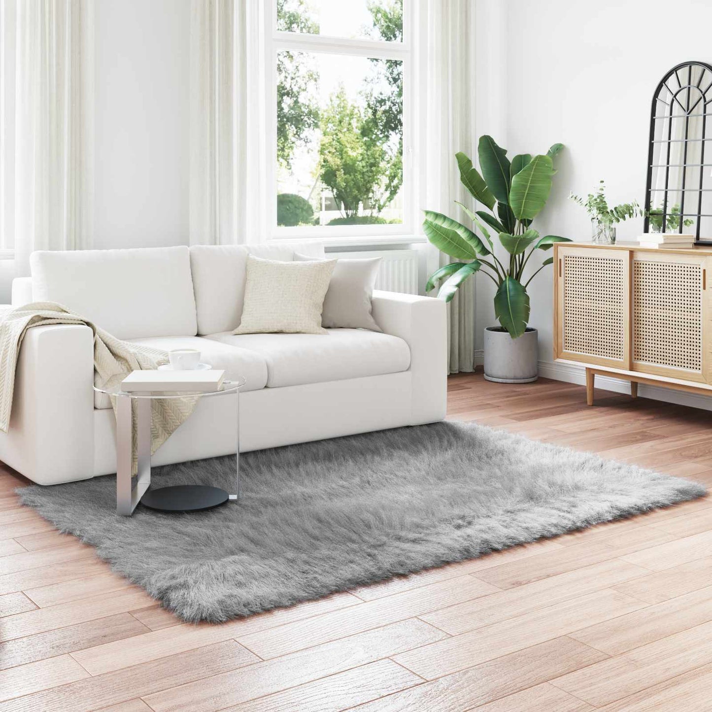 vidaXL Ψεύτικο Δέρμα Προβάτου Χαλί Tafalla Γκρι 120 x 170 cm