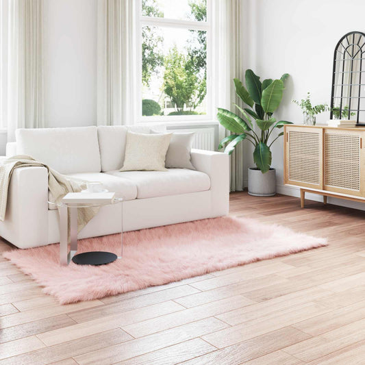 vidaXL Ψεύτικο Δέρμα Προβάτου Χαλί Tafalla Ροζ 80 x 200 cm Πολυεστέρας