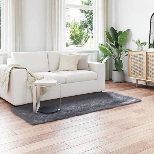 vidaXL Ψεύτικο Δέρμα Προβάτου Χαλί Tafalla Ανθρακί 100 x 200 cm