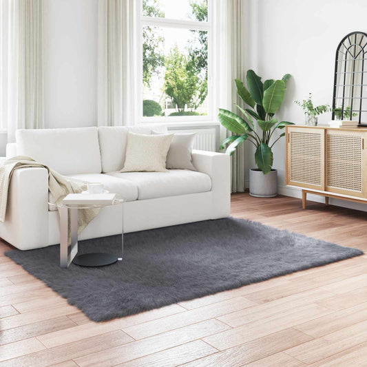 vidaXL Ψεύτικο Δέρμα Προβάτου Χαλί Tafalla Ανθρακί 120 x 170 cm