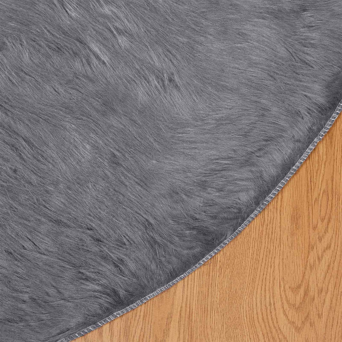 vidaXL Ψεύτικο Δέρμα Προβάτου Χαλί Tafalla Ανθρακί Ø 200 εκ