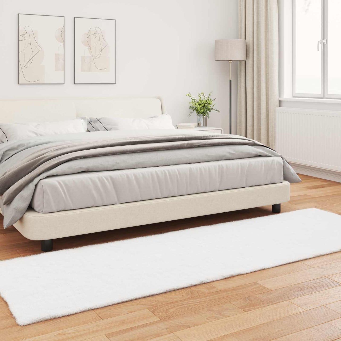 vidaXL Χαλιά Ψεύτικου Κουνελιού Olite Λευκό 80 x 250 cm Πολυεστέρας