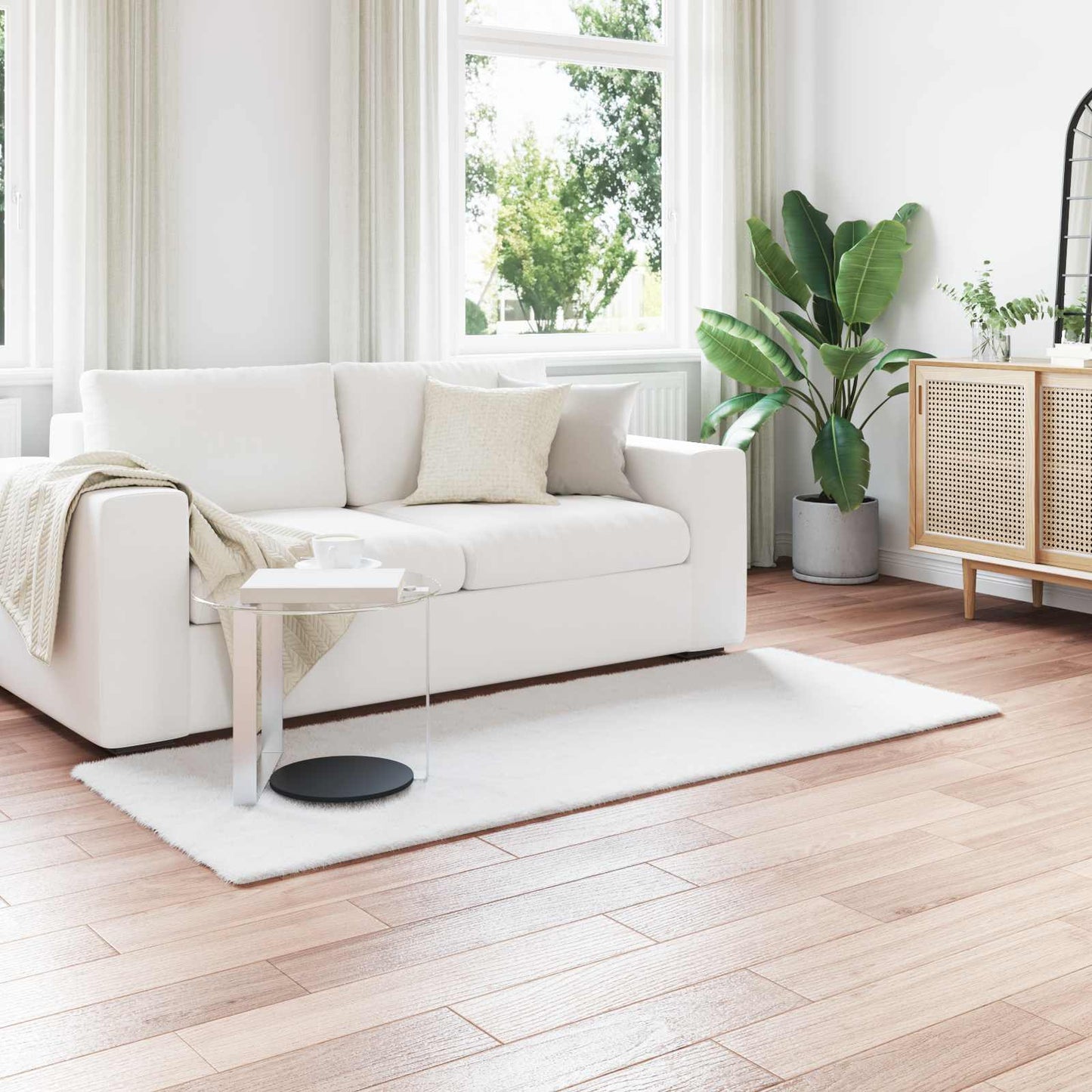 vidaXL Χαλιά Ψεύτικου Κουνελιού Olite Λευκό 100 x 200 cm Πολυεστέρας