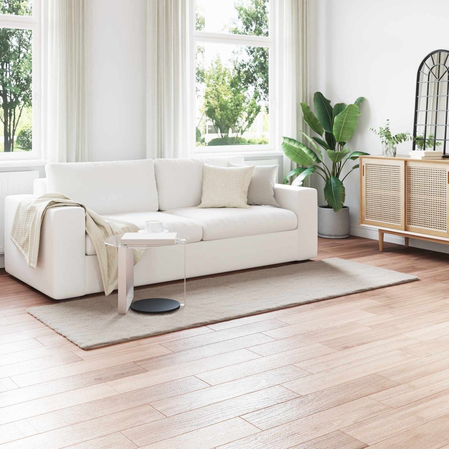 vidaXL Χαλιά Ψεύτικου Κουνελιού Olite Μπεζ 80 x 250 cm Πολυεστέρας