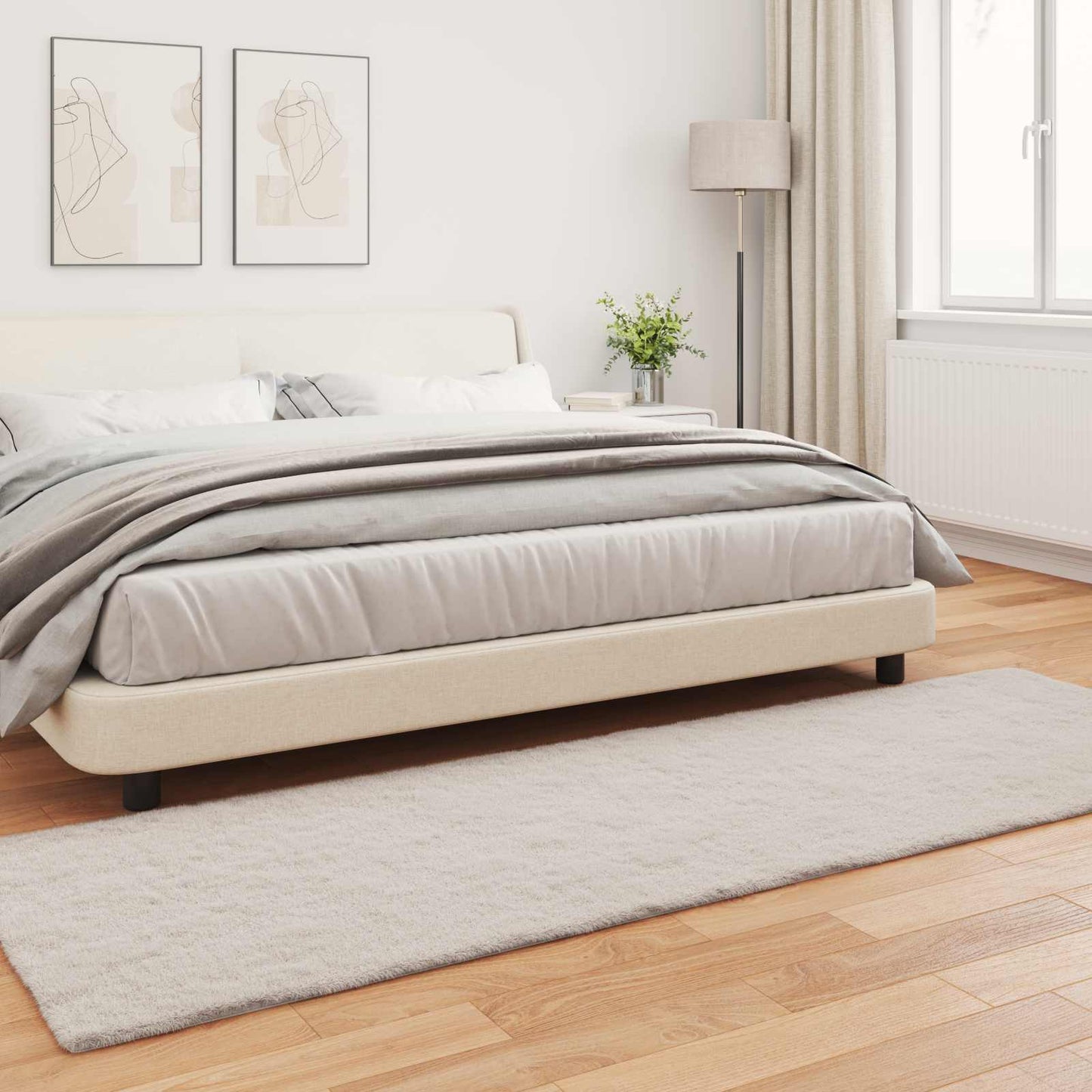 vidaXL Χαλιά Ψεύτικου Κουνελιού Olite Μπεζ 80 x 250 cm Πολυεστέρας