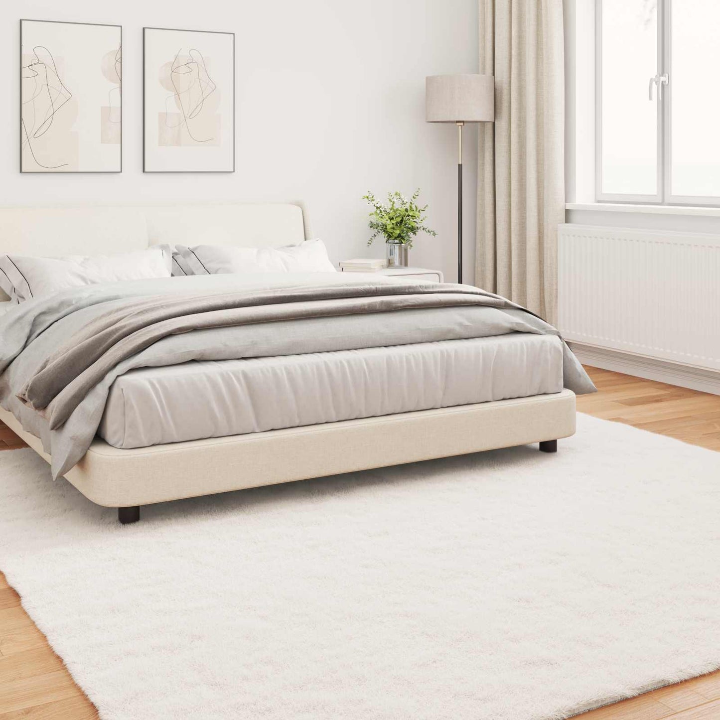 vidaXL Χαλιά Ψεύτικου Κουνελιού Olite Κρεμ 200 x 200 cm Πολυεστέρας