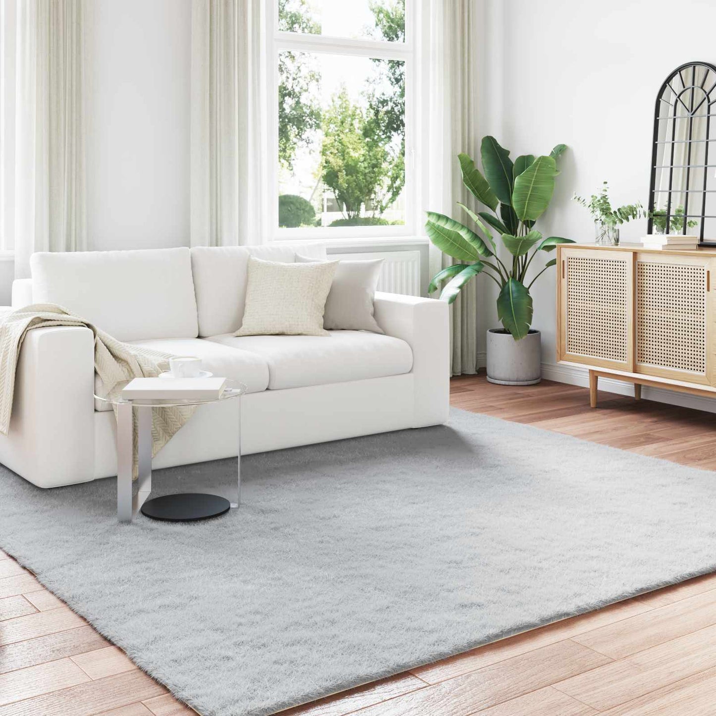 vidaXL Χαλιά Ψεύτικου Κουνελιού Olite Γκρι 240 x 240 cm Πολυεστέρας