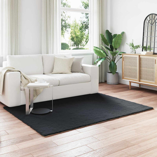 vidaXL Χαλιά Ψεύτικου Κουνελιού Olite Μαύρο 140 x 200 cm Πολυεστέρας