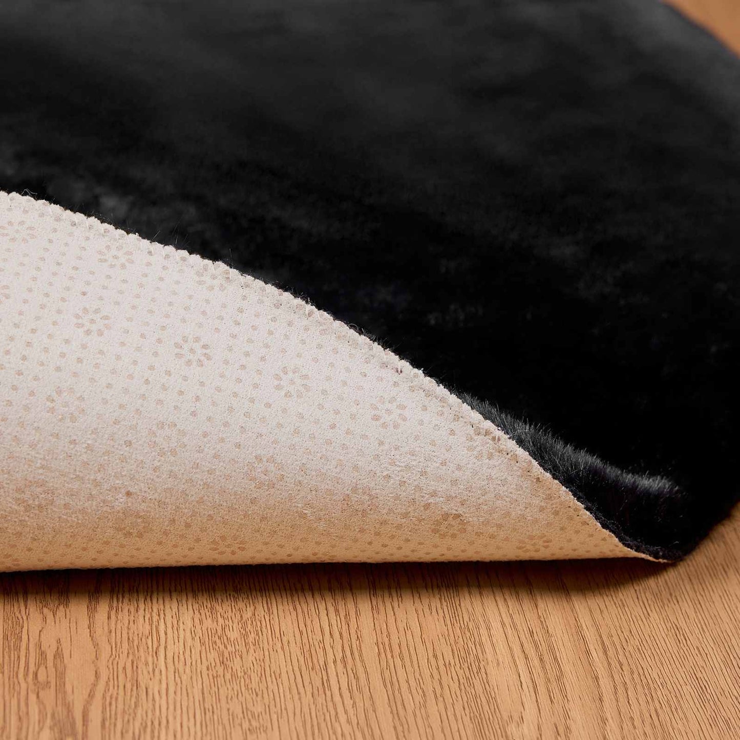 vidaXL Χαλιά Ψεύτικου Κουνελιού Olite Μαύρο Ø 80 εκ. Πολυεστέρας