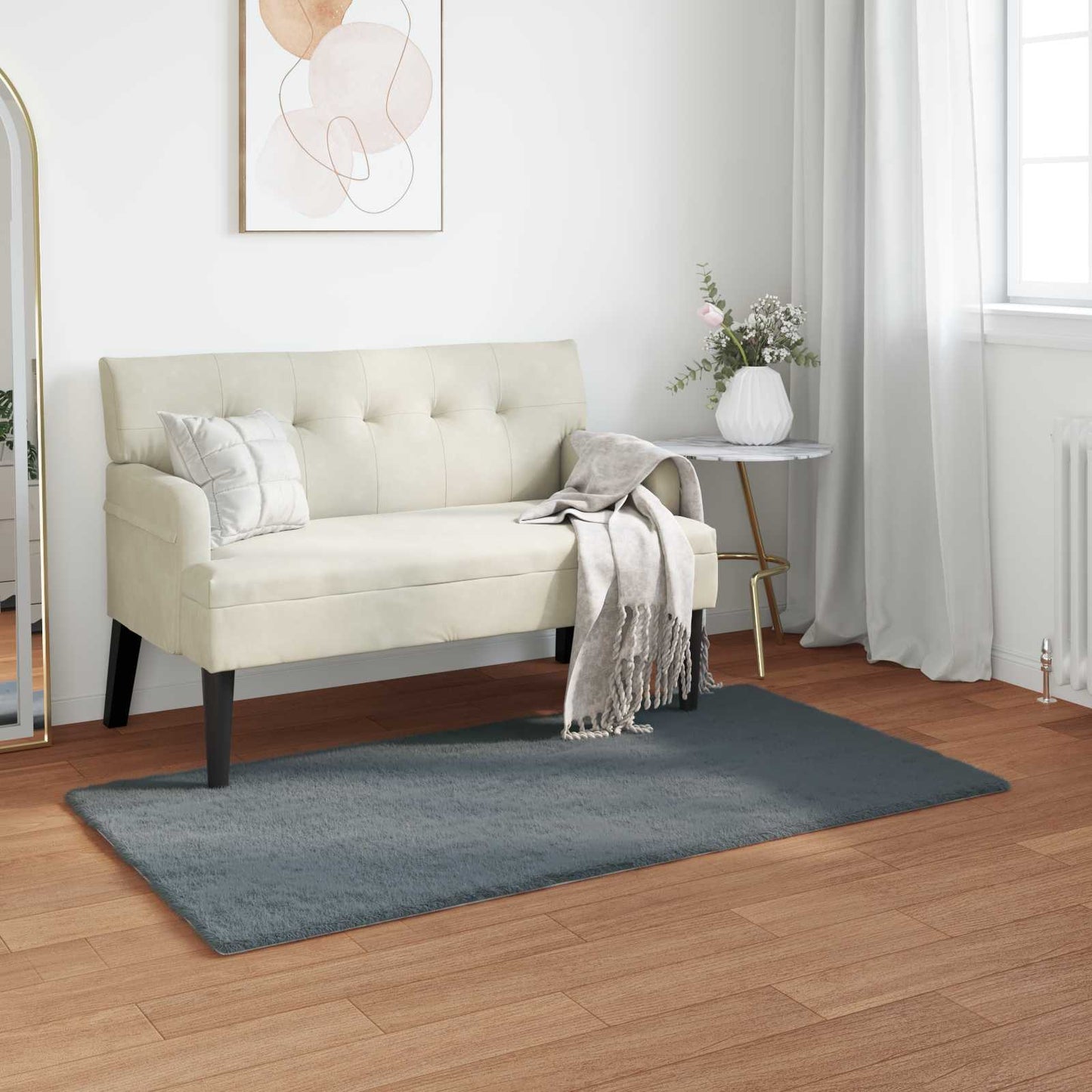 vidaXL Χαλιά Ψεύτικου Κουνελιού Olite Ανθρακί 60 x 110 cm Πολυεστέρας