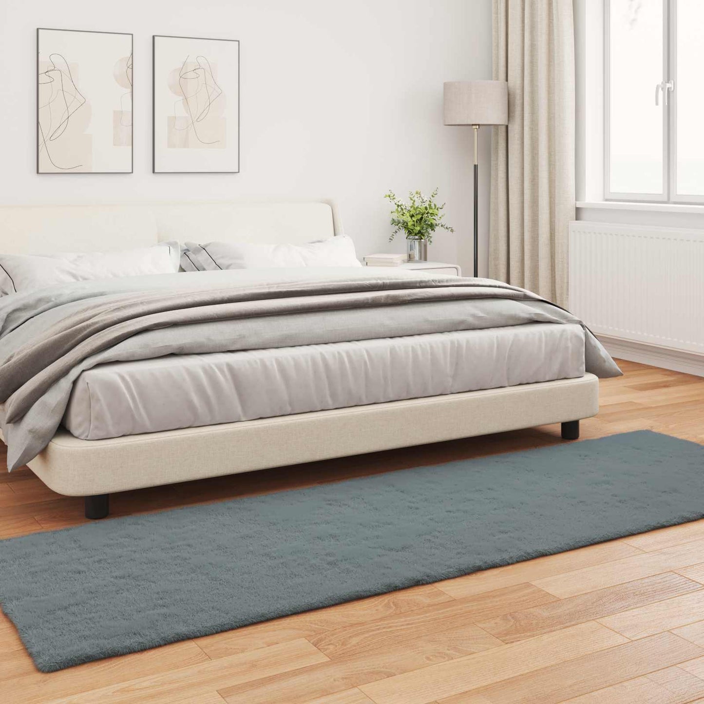 vidaXL Χαλιά Ψεύτικου Κουνελιού Olite Ανθρακί 80 x 250 cm Πολυεστέρας