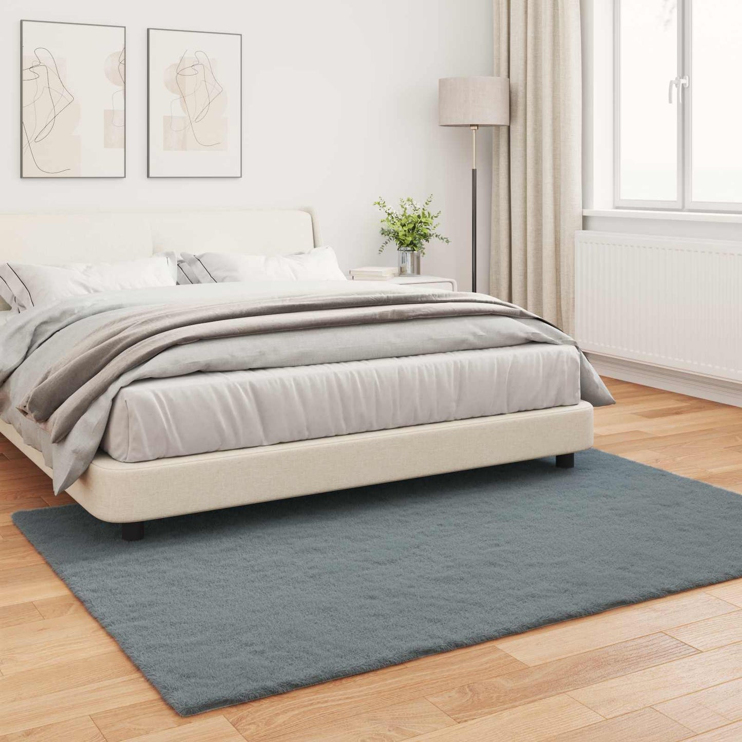 vidaXL Χαλιά Ψεύτικου Κουνελιού Olite Ανθρακί 140 x 200 cm Πολυεστέρας