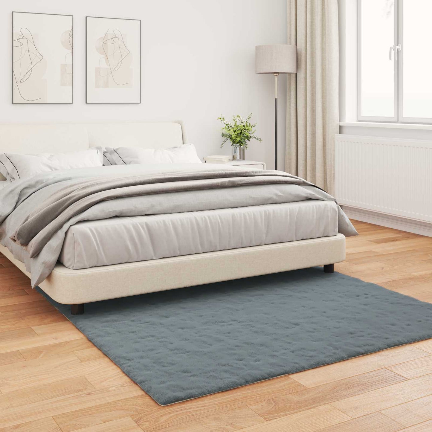 vidaXL Χαλιά Ψεύτικου Κουνελιού Olite Ανθρακί 120 x 120 cm Πολυεστέρας