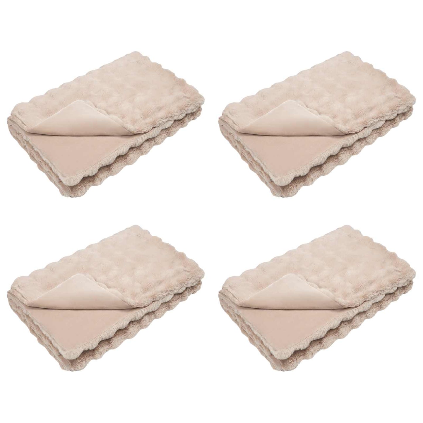 vidaXL Ψεύτικη κουβέρτα από κουνέλι 4 pcs Μπεζ 220 x 240 cm