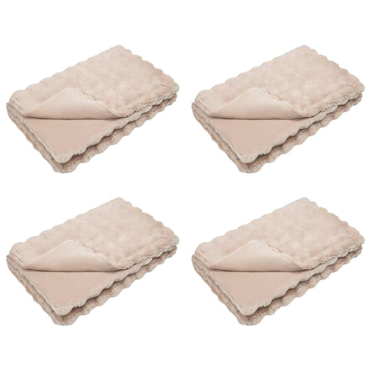 vidaXL Ψεύτικη κουβέρτα από κουνέλι 4 pcs Μπεζ 240 x 270 εκ.
