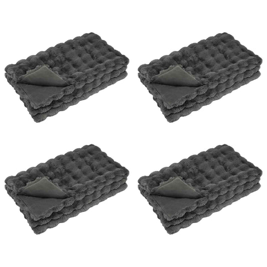 vidaXL Ψεύτικη κουβέρτα από κουνέλι 4 pcs Σκούρο Γκρι 150 x 220 cm