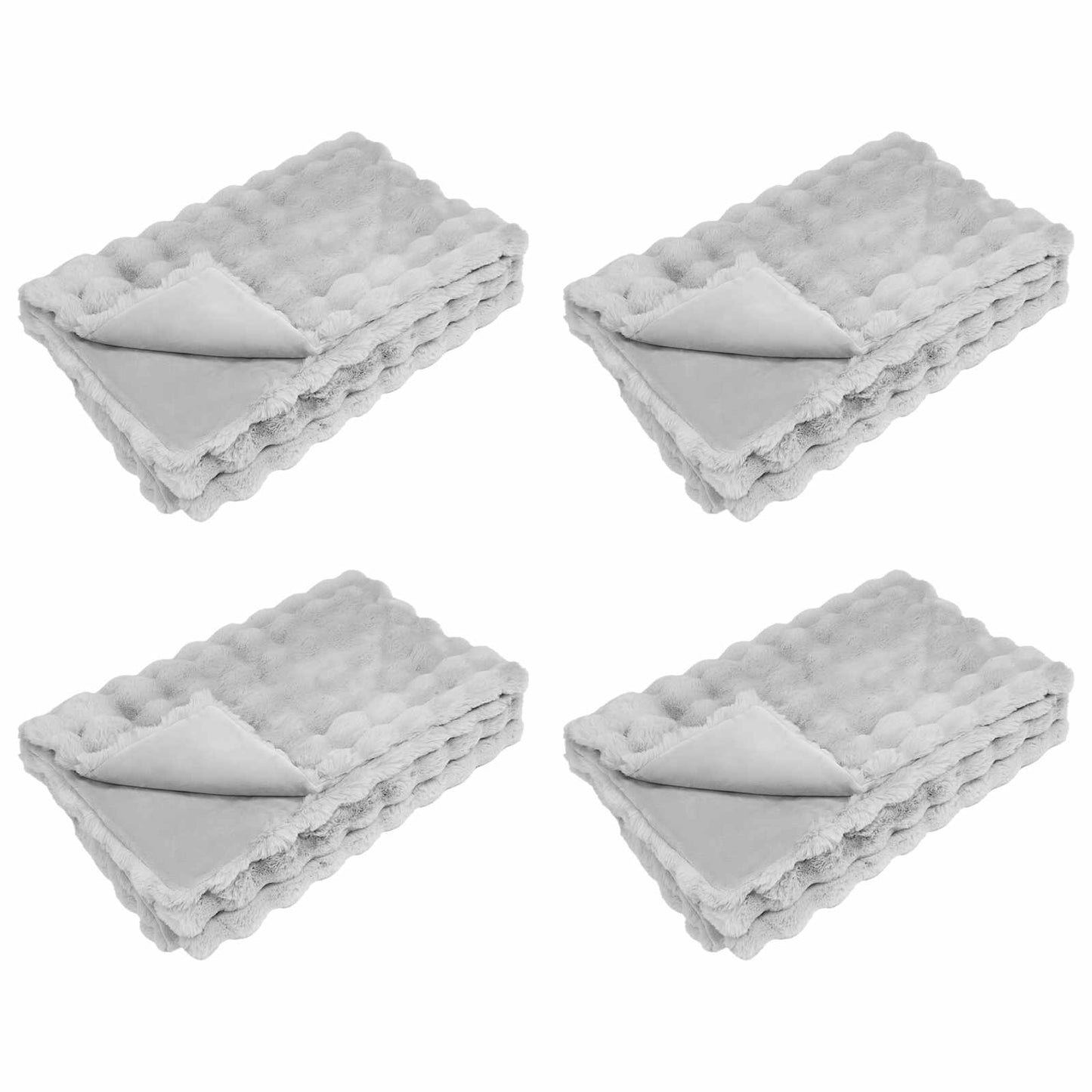 vidaXL Ψεύτικη κουβέρτα από κουνέλι 4 pcs Γκρι 240 x 270 εκ.