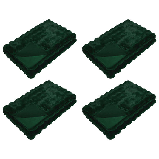 vidaXL Ψεύτικη κουβέρτα από κουνέλι 4 pcs Σκούρο Πράσινο 220 x 240 cm