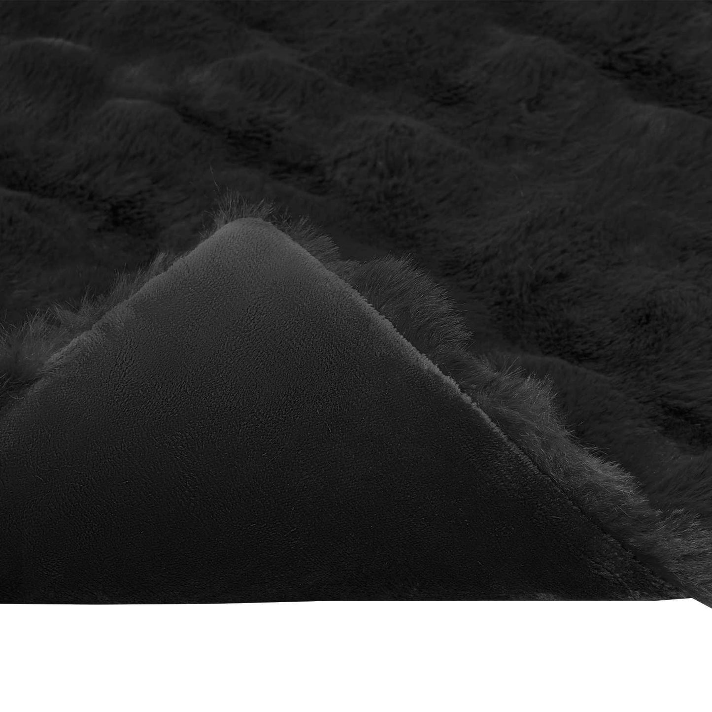 vidaXL Ψεύτικη κουβέρτα από κουνέλι 4 pcs Μαύρο 240 x 270 εκ.