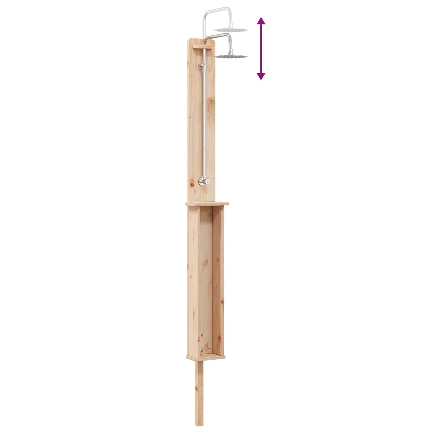 vidaXL Εξωτερικό ντους 246 cm Μασίφ ξύλο πεύκου και ανοξείδωτο ατσάλι