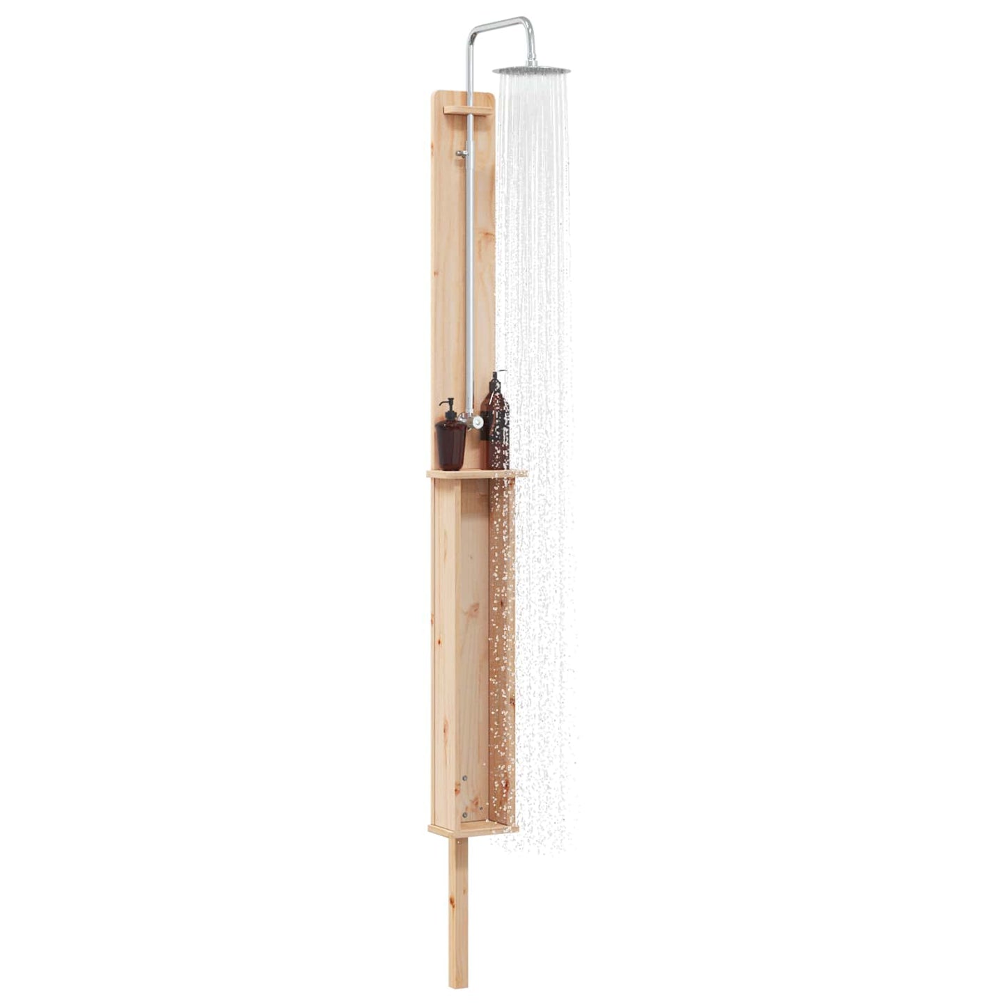 vidaXL Εξωτερικό ντους 246 cm Μασίφ ξύλο πεύκου και ανοξείδωτο ατσάλι