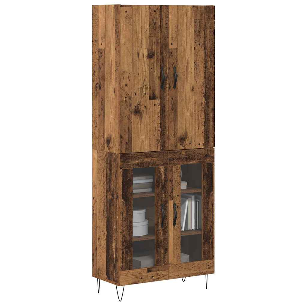 vidaXL Highboard 2 pcs Παλιό ξύλο Μηχανική ξυλεία και γυαλί