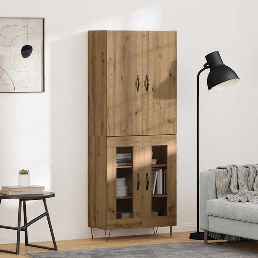 vidaXL Highboard 2 pcs Artisan Oak Μηχανική ξυλεία και γυαλί