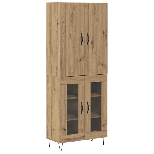 vidaXL Highboard 2 pcs Artisan Oak Μηχανική ξυλεία και γυαλί
