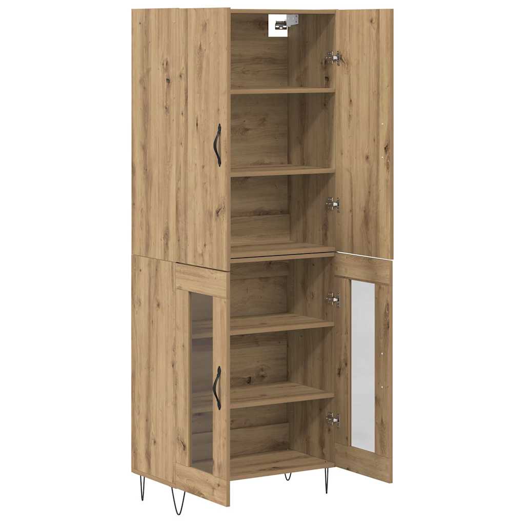 vidaXL Highboard 2 pcs Artisan Oak Μηχανική ξυλεία και γυαλί