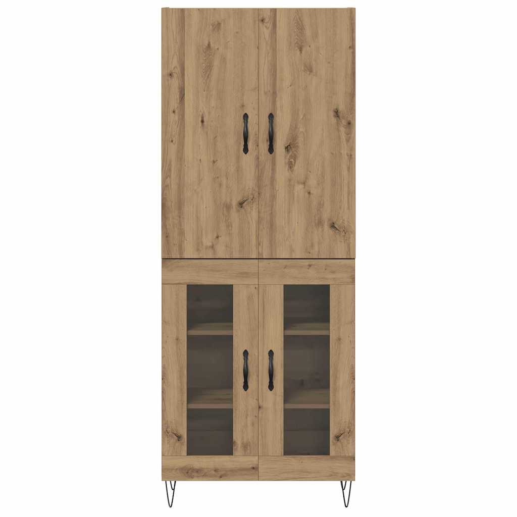 vidaXL Highboard 2 pcs Artisan Oak Μηχανική ξυλεία και γυαλί