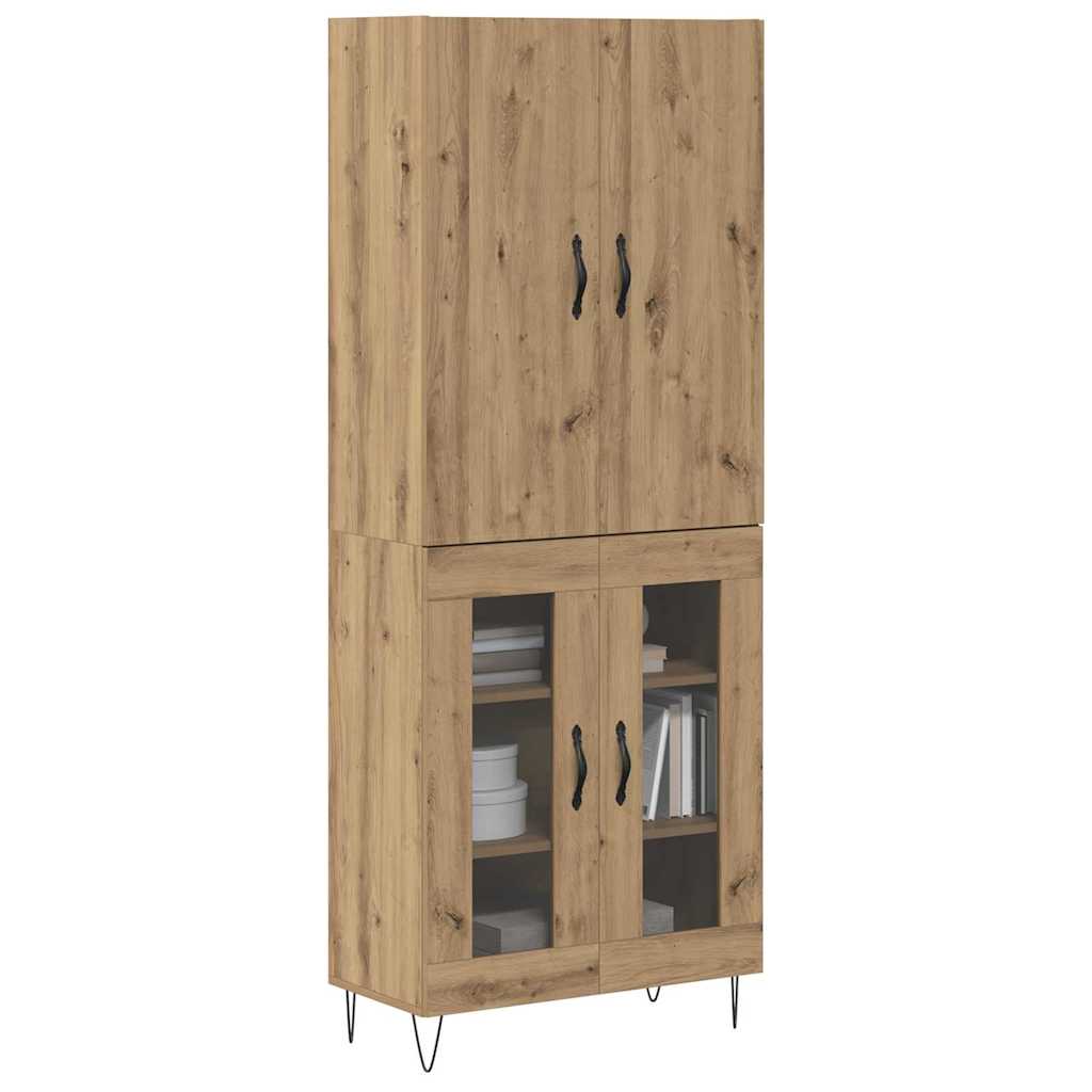 vidaXL Highboard 2 pcs Artisan Oak Μηχανική ξυλεία και γυαλί