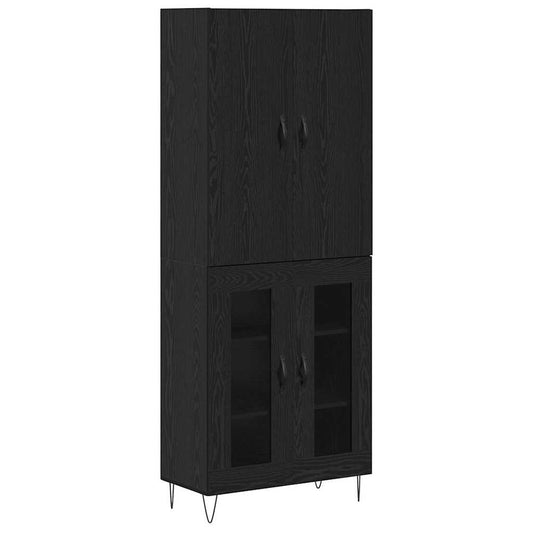 vidaXL Highboard 2 pcs Μαύρη Οξυά Μηχανική ξυλεία και γυαλί