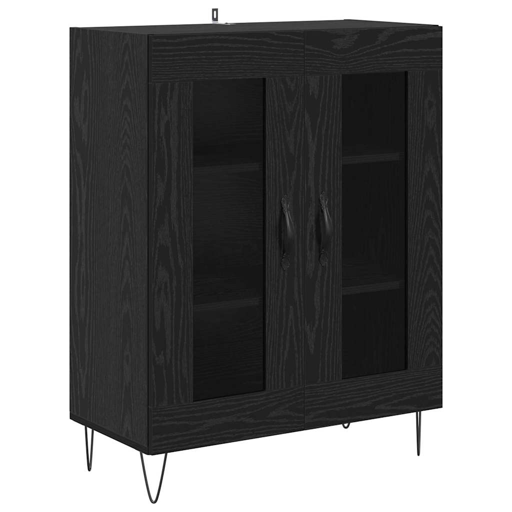 vidaXL Highboard 2 pcs Μαύρη Οξυά Μηχανική ξυλεία και γυαλί