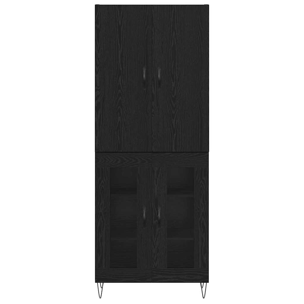 vidaXL Highboard 2 pcs Μαύρη Οξυά Μηχανική ξυλεία και γυαλί