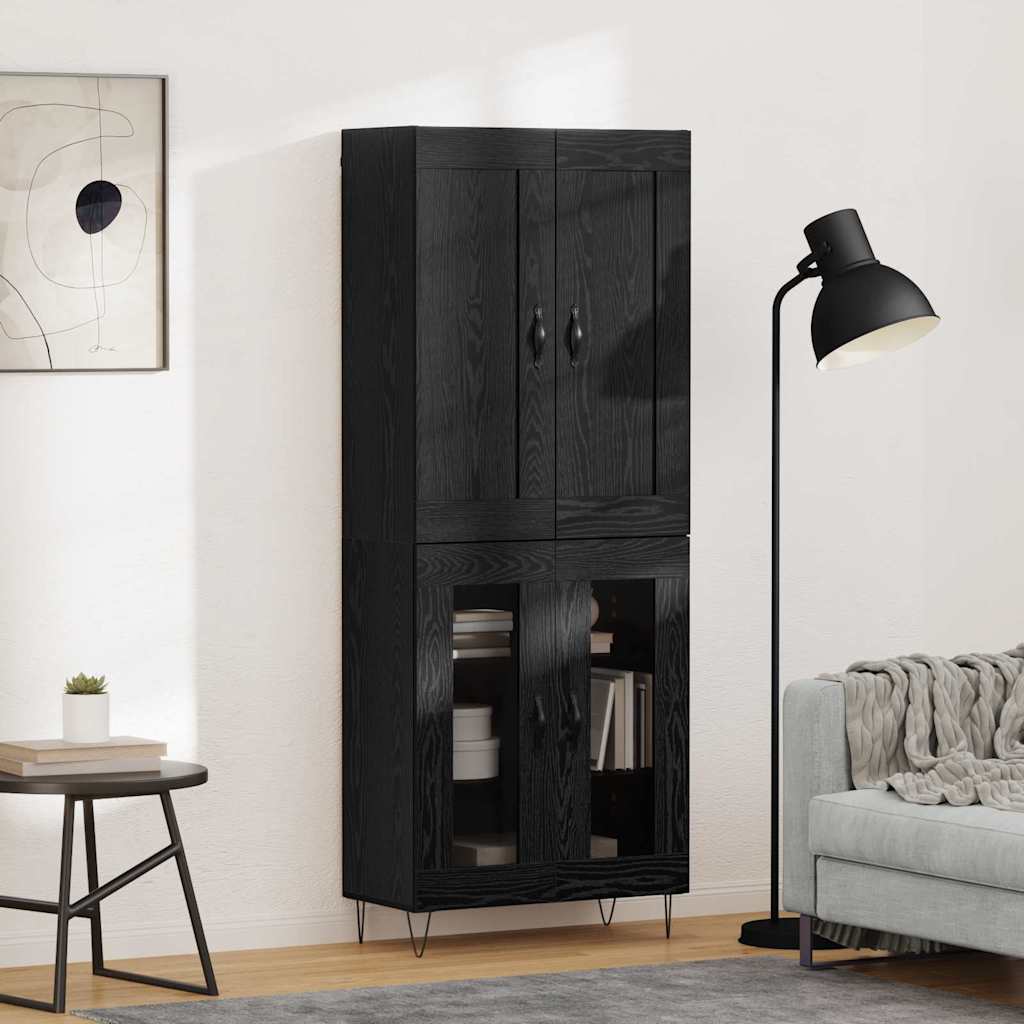 vidaXL Highboard Μαύρη Οξυά 69,5 x 34 x 180 εκ. Επεξεργασμένο ξύλο