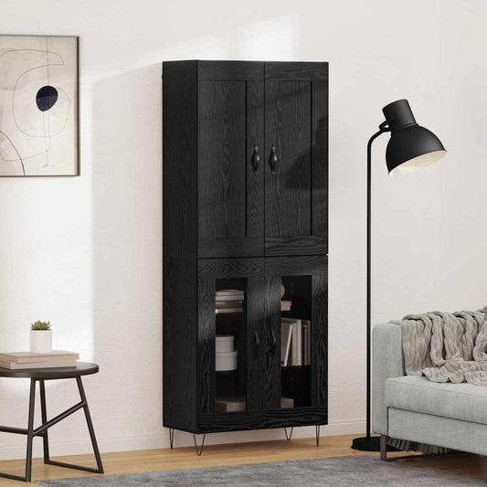 vidaXL Highboard Μαύρη Οξυά 69,5 x 34 x 180 εκ. Επεξεργασμένο ξύλο