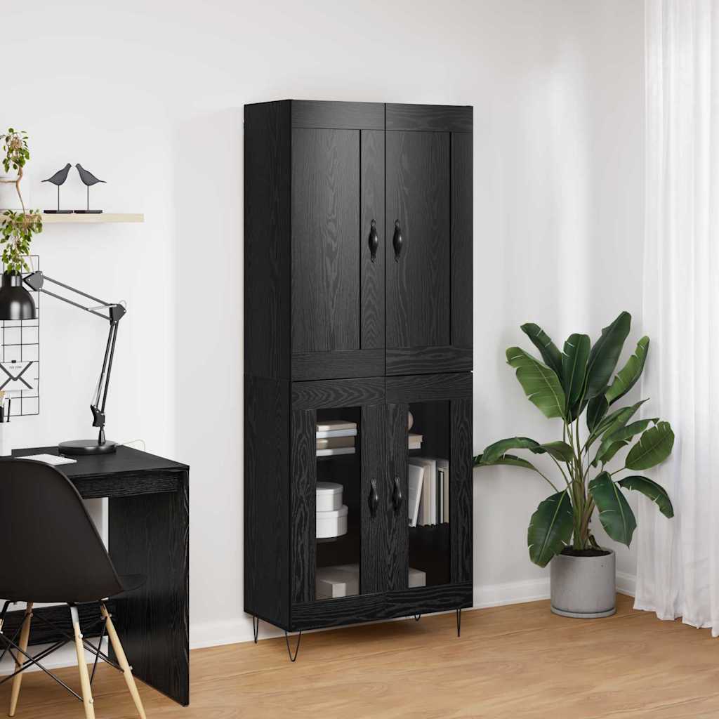 vidaXL Highboard Μαύρη Οξυά 69,5 x 34 x 180 εκ. Επεξεργασμένο ξύλο