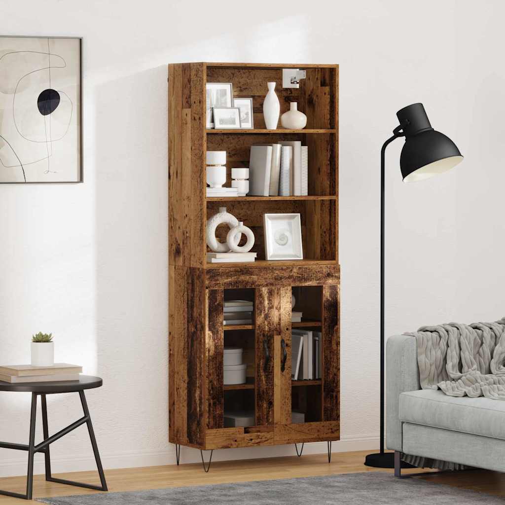 vidaXL Highboard 2 pcs Παλιό ξύλο Επεξεργασμένο ξύλο
