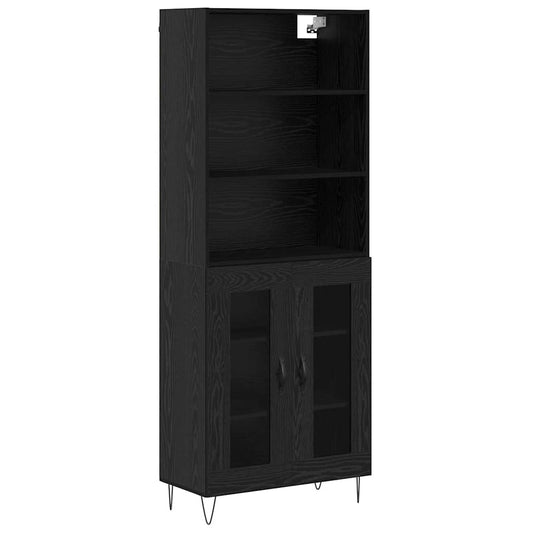 vidaXL Highboard 2 pcs Μαύρη Οξυά Επεξεργασμένο ξύλο